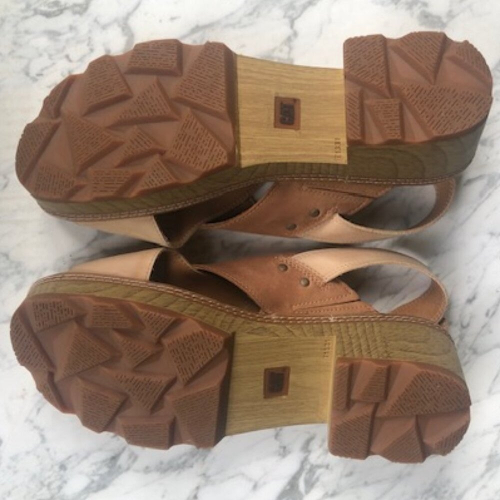 CAT Caterpillar LIA Women's Leather Heeled Sandal Shoe Tan/Beige/Brown Size 11 - Picture 6 of 16